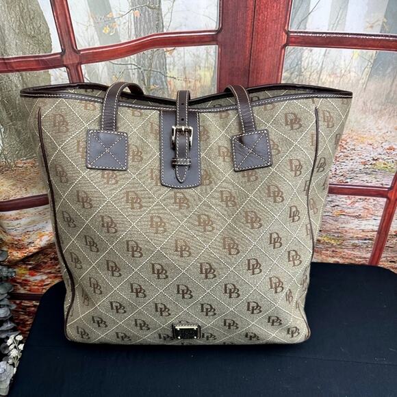 Dooney & Bourke Signature Canvas Tote with Leather Accents - Brown/Beige - Picture 4 of 15